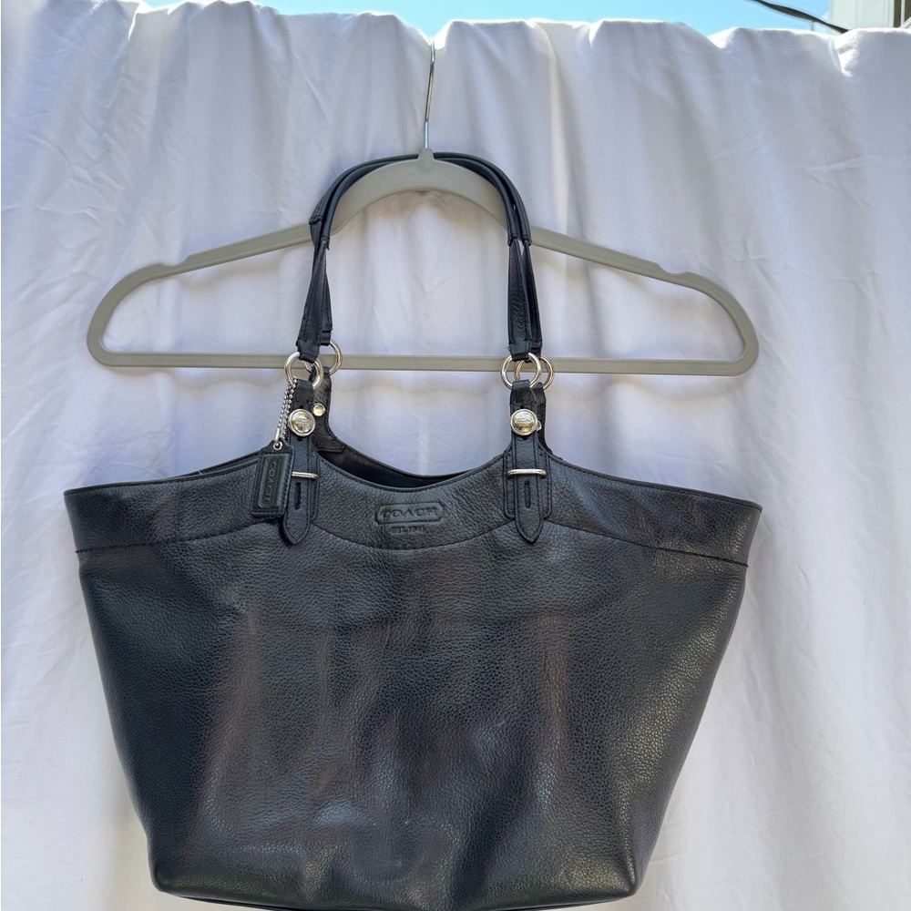 Coach Black Leather Tote Bag